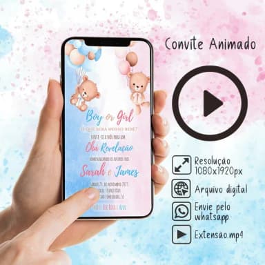 Convite Animado Festa Chá de Revelação
