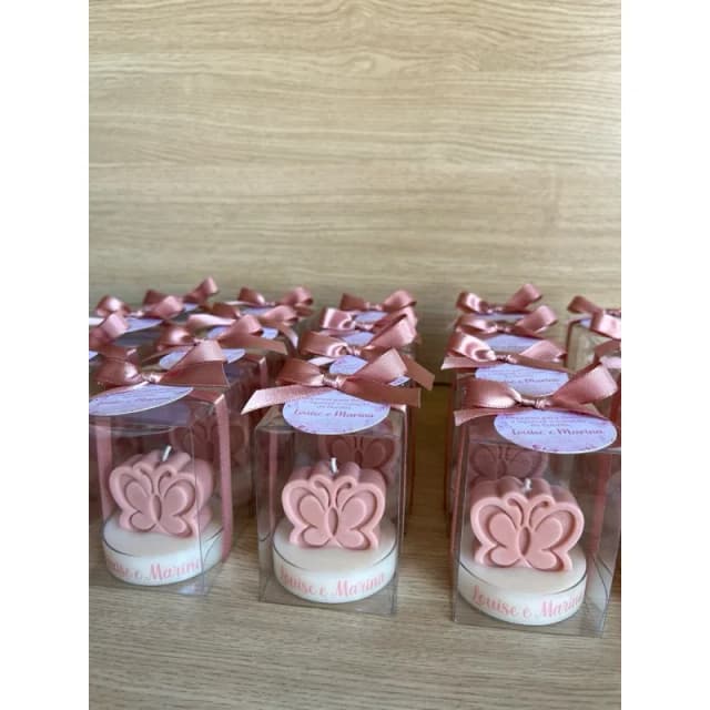 Vela Aromática Personalizada com Borboleta – Lembrancinha de Maternidade, Batizado e Festas
