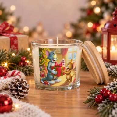 Vela Aromática no Copo Personalizada Natal Tom e Jerry - Trabalhamos com outros temas - Informar  tema no chat
