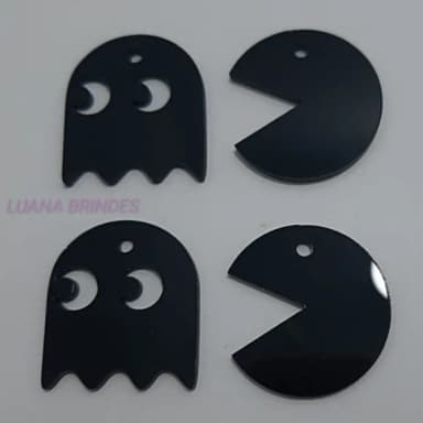 Pingente Personagens de Acrílico Preto - pct c/6 unid