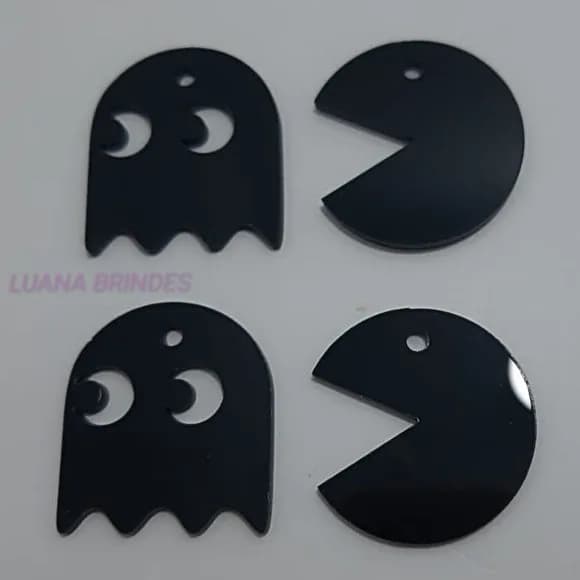 Pingente Personagens de Acrílico Preto - pct c/6 unid