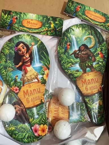 Raquete de Ping e Pong Personalizada para lembrancinhas da Moana