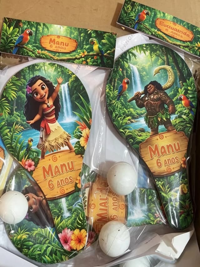 Raquete de Ping e Pong Personalizada para lembrancinhas da Moana