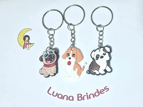 Chaveiro Cachorros Emborrachado Pacote com 6 Unidades