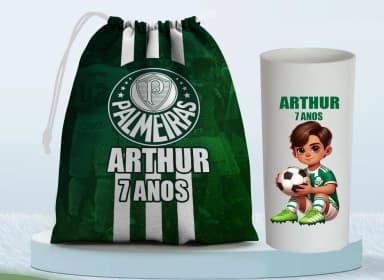 Kit Saquinho Surpresa e Copo Long Drink Personalizado Futebol