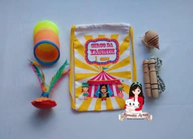 Mochila Boa Infância Tema Circo Amarelo