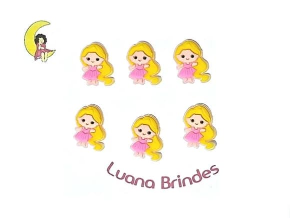 Aplique Mini Princesa 2,5cm Emborrachado Pacote C/6 Unidades