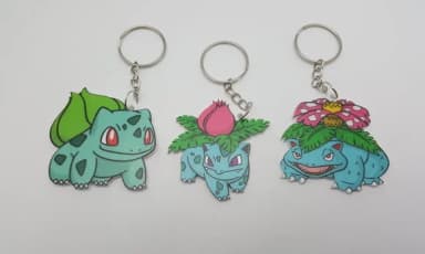 Chaveiros Pokémon Evolução Bulbasaur em Acrílico Uv 3 Peças