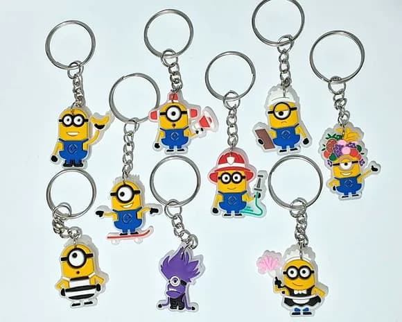 Chaveiro Minions Florescente Emborracha Pacote C/6 Peças