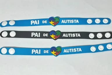 Pulseira Pai de Autista 22cm Emborrachado - 3 Unidade