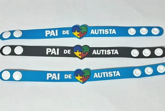 Pulseira Pai de Autista 22cm Emborrachado - 3 Unidade