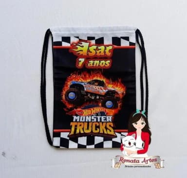 Mochila de Tecido Personalizada Hot Wheels Monster Truck 2