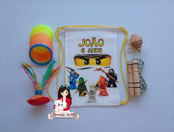 Mochila Boa Infância Tema Ninjago Branco