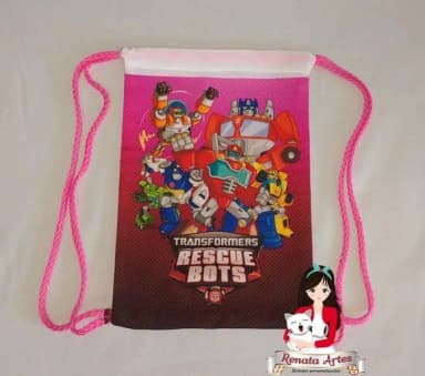 Mochila de Tecido Transformers Rescue Bots Rosa