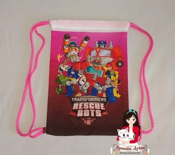 Mochila de Tecido Transformers Rescue Bots Rosa