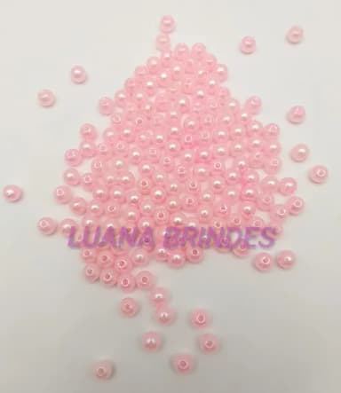 Pérola com Furo Rosa 6mm Pacote com 20 Gramas