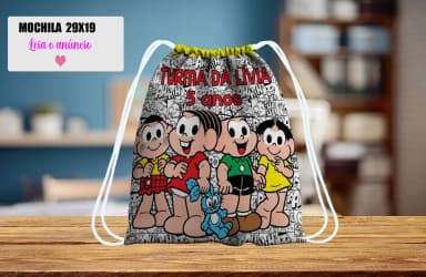 Mochilinha personalizada para lembrancinha da Turma da Mônica
