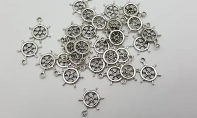 Pingente de Leme em Metal Prateado de 1,9cm - 20 Unidades