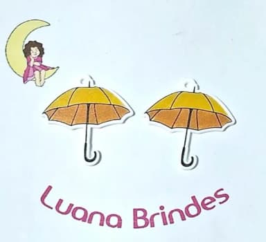 Pingente Guarda Chuva Amarelo Dorama Acrílico U.v 6 Unidades