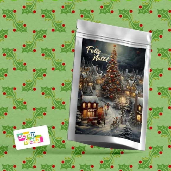 Saquinho Metalizado 14x20 Personalizado Festa Natal