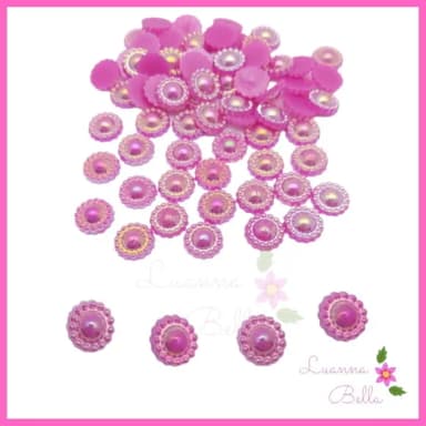 Meia Pérola Pink decorada de 10mm - Pct c/ 100 unids