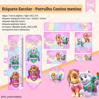 60 Etiquetas Patrulha Canina Menina