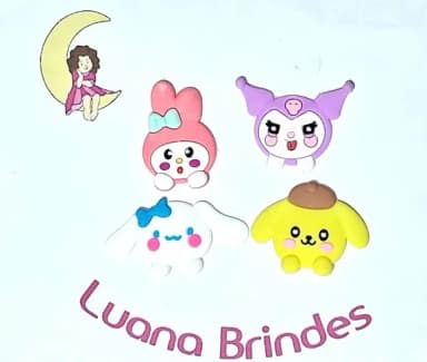 Aplique Melody e Kuromi Emborrachado Pacote com 4 Unidades