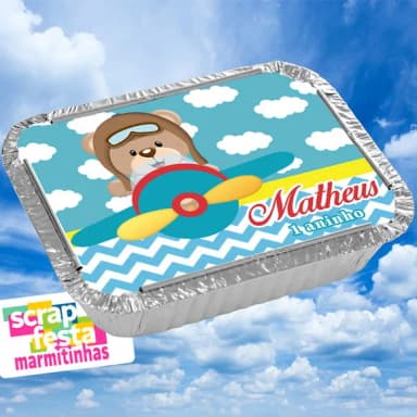 Marmitinha Personalizada Festa Urso Aviador