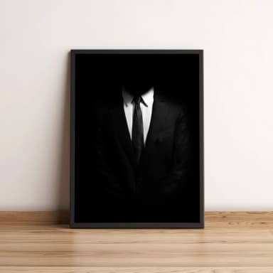 Quadro Homem de Terno Minimalista em Preto e Branco 2697