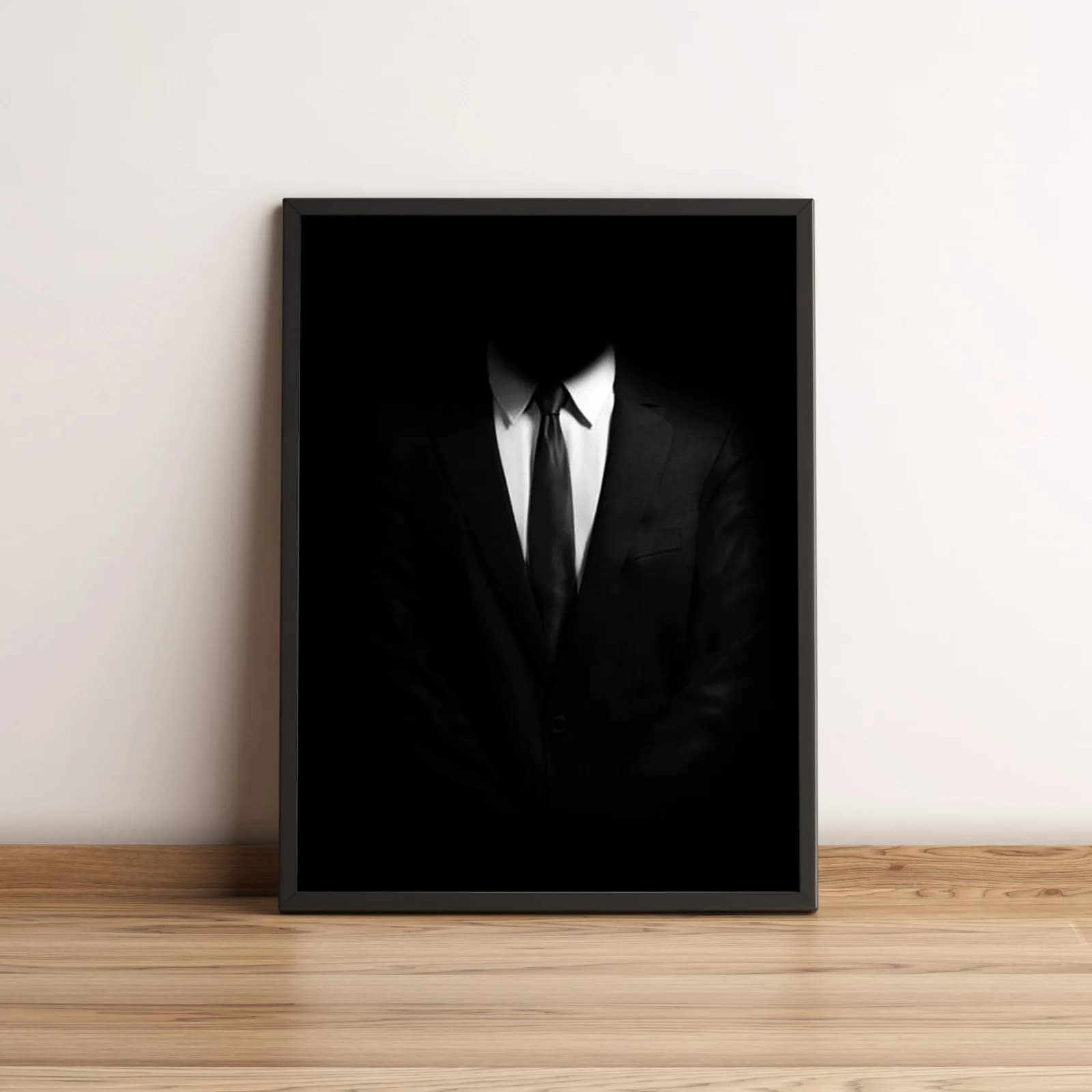 Quadro Homem de Terno Minimalista em Preto e Branco 2697