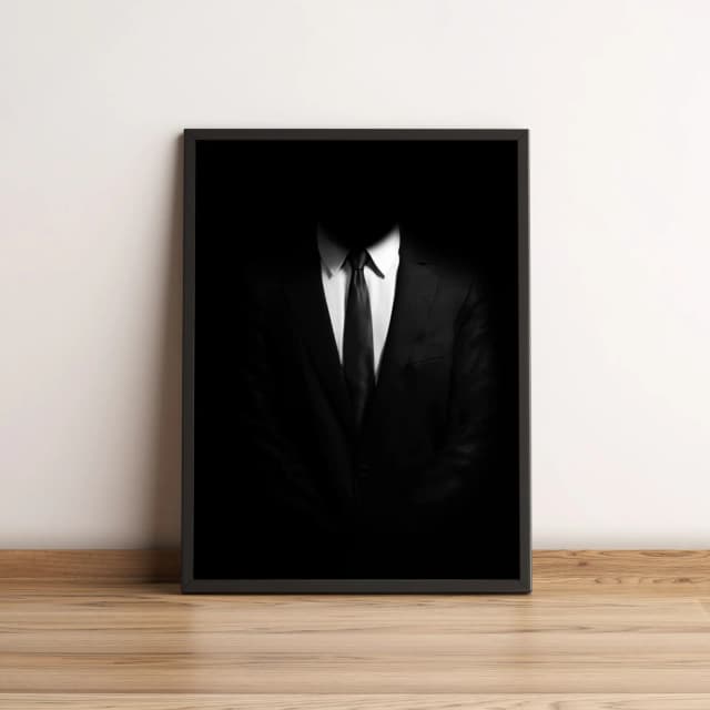 Quadro Homem de Terno Minimalista em Preto e Branco 2697