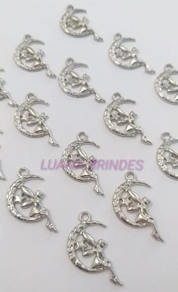 Pingente Fadinha de Metal em Prata - pct com 15 unid