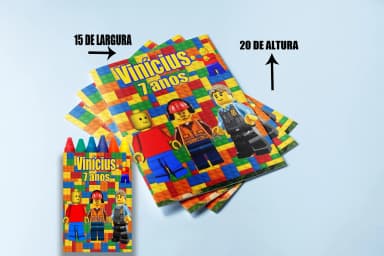 Revista de Colorir com Giz de cera Personalizada da Lego