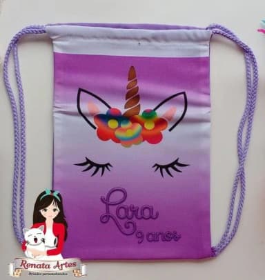Mochila de Tecido Personalizada Unicórnio Face
