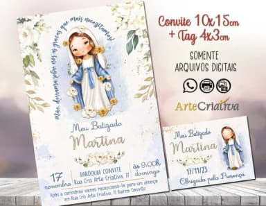 Convite Digital C/tag Batismo Nossa Senhora das Graças 2
