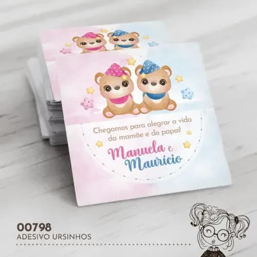 Adesivo Quadrado Ursinhos - 00798