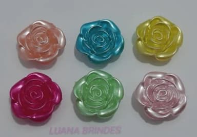 Flor ABS Perolada Colorida Furo Passante Pct 7 Unidades