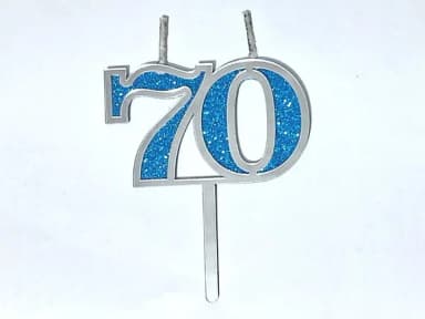 Vela 70 Anos Prata Acrílico Pavio Magico - 1 Peça