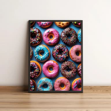 Quadro Decorativo com Donuts Coloridos e Confeitos 2161