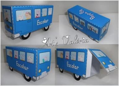 Caixinha Ônibus Escolar Porquinhos