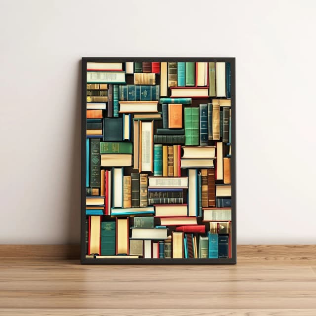 Quadro Decorativo com Livros Coloridos em Composição 2045