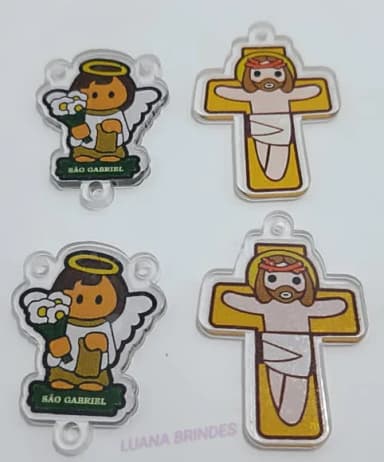 Kit Terço São Gabriel e Crucifixo de acrílico - pct c/2 kits