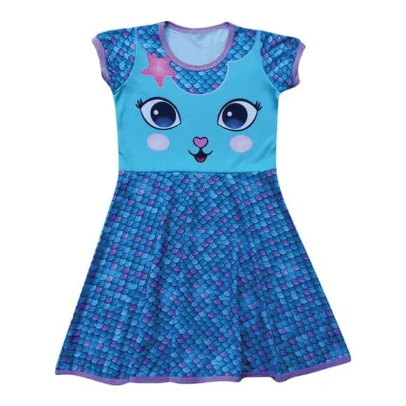 Vestido Infantil Sereia Gata