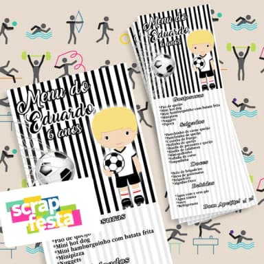 Menu Cardápio Personalizado Festa Futebol Esporte
