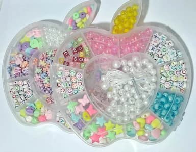 Kit Miçanga de Colar e Pulseira Caixa Maçã com Divisória