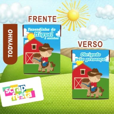 Adesivo Toddynho Frente e Verso Personalizado Fazendinha