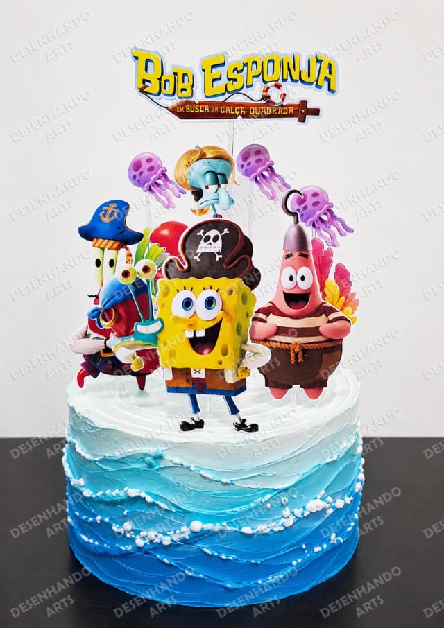 ARQUIVO DE CORTE TOPO DE BOLO BOB ESPONJA PIRATA