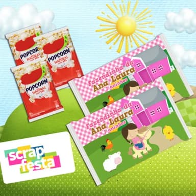 Rótulo Adesivo Personalizado Pipoca Microondas Fazendinha