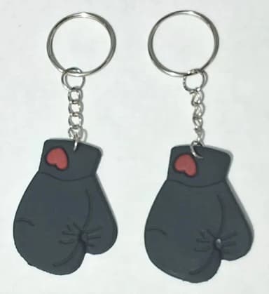 Chaveiro Luva de Boxe Preto Emborrachado 6 Unidades