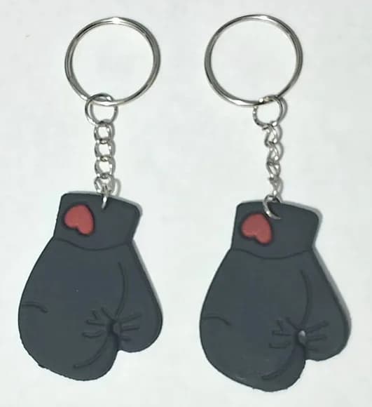 Chaveiro Luva de Boxe Preto Emborrachado 6 Unidades